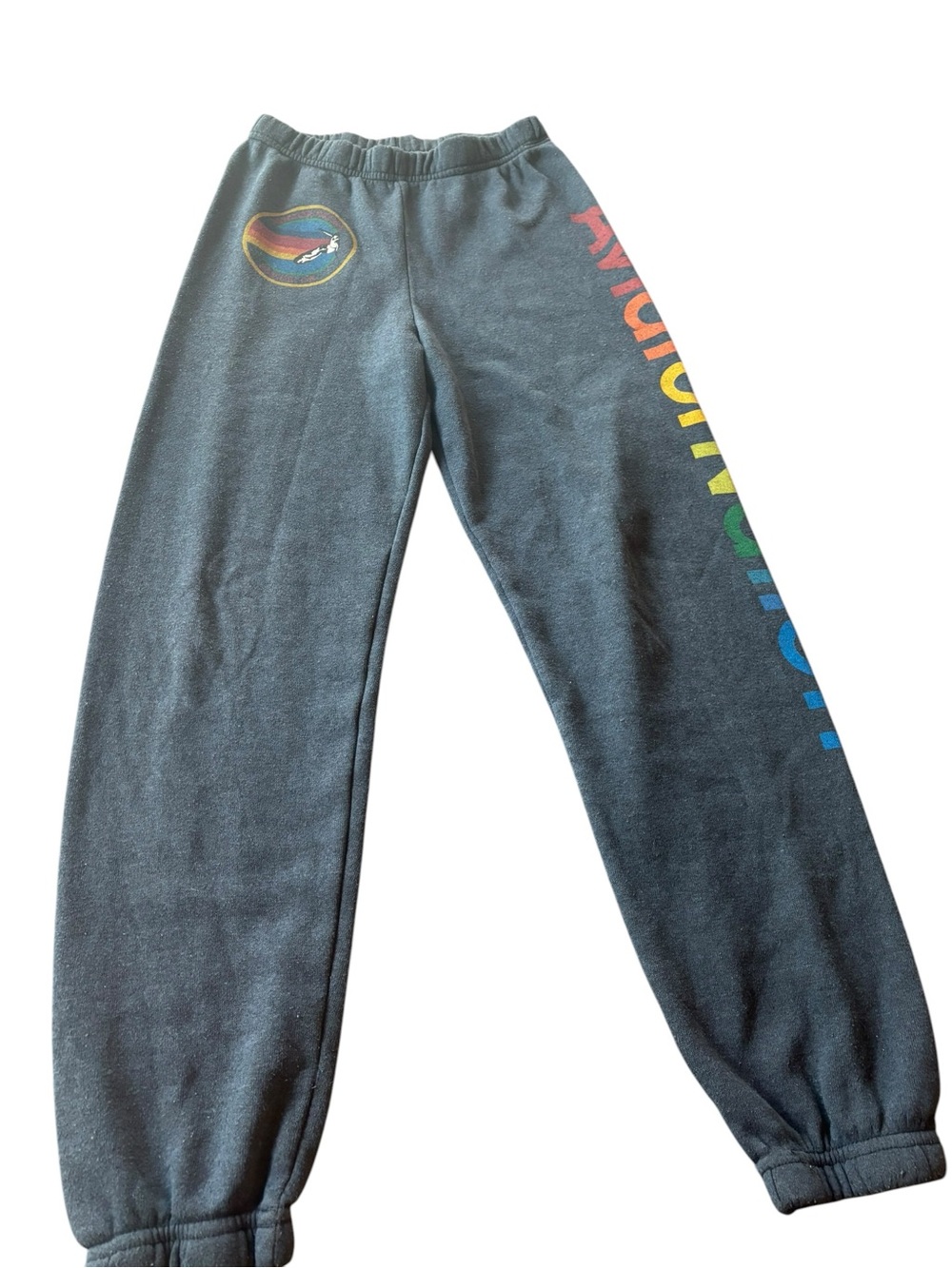 Aviator Nation Kids Sweatpants with Rainbow Side Graphic Size 14